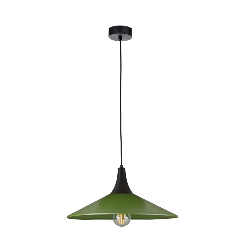 1 - Light Matte Black Dome Pendant, Black/Khaki