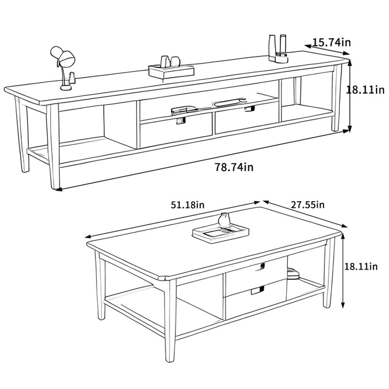 Table basse en bois de frêne massif