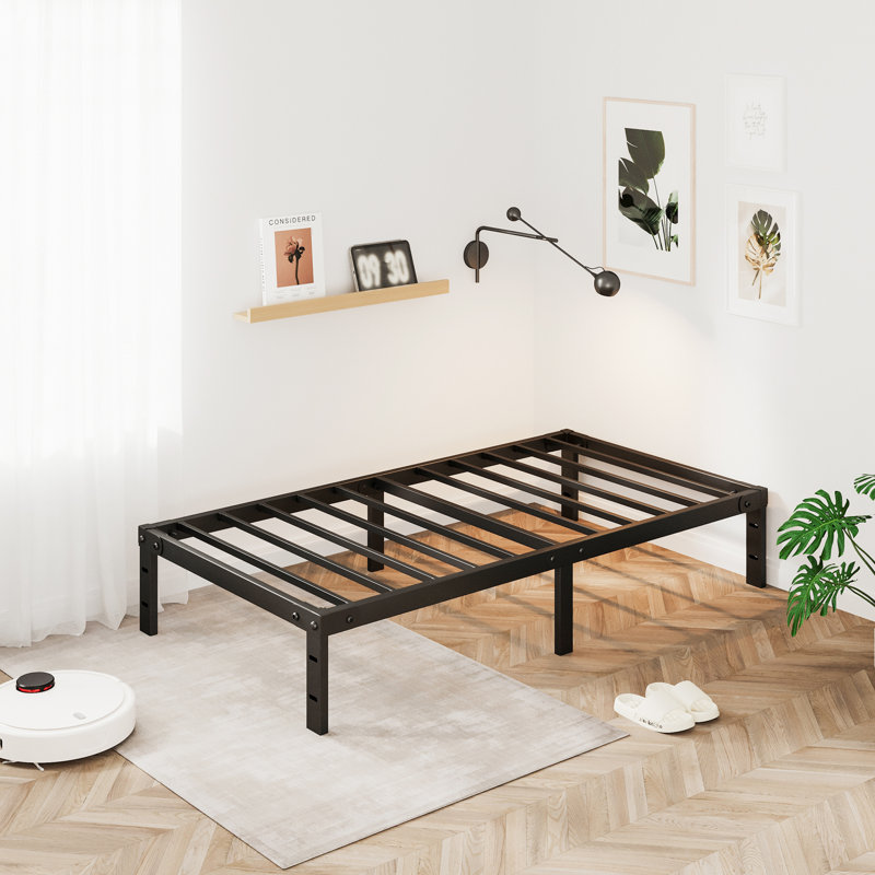 10" Steel Twin Bed Frame Heavy-Duty Noise-Free No Boxspring Needed with Rubber Corner Guards, Twin, 10"
