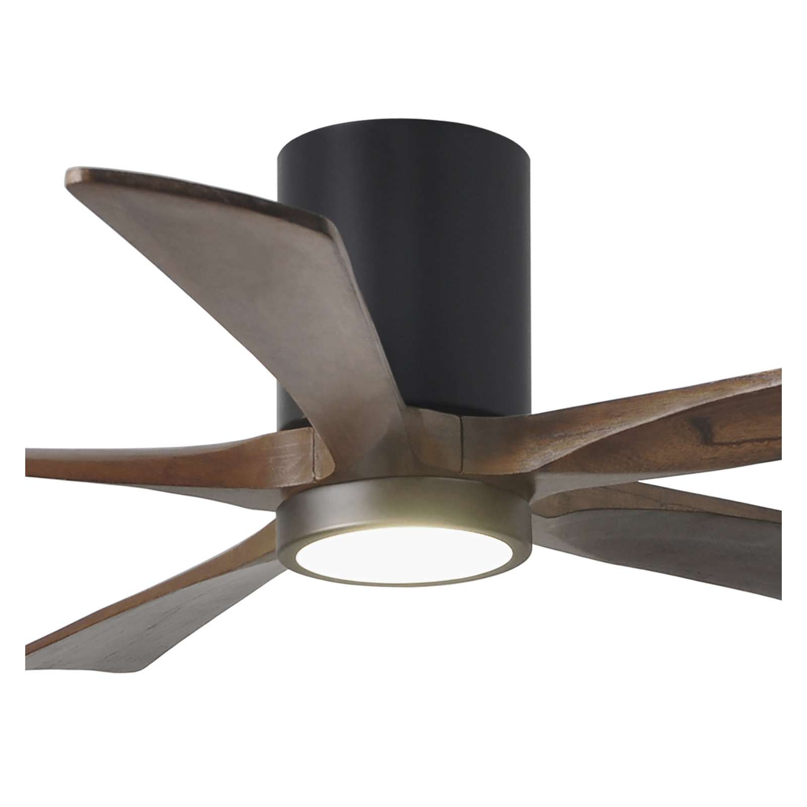 Irene 5 - Blade LED Ceiling Fan with Light Kit Included, Matte Black, 52", Walnut Tone