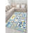 Blue Yellow Themed Flower Palm Parrot And Toucan Bird Figures Patterned Modern Decorative Carpet-1570680255