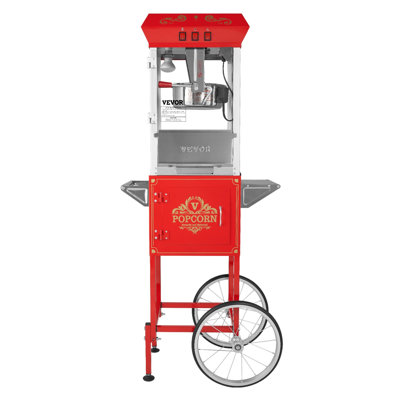 VEVOR Vintage Red Popcorn Machine with Cart - 8oz Stainless Steel Commercial Popper Maker for Home Theater & Concession Stands