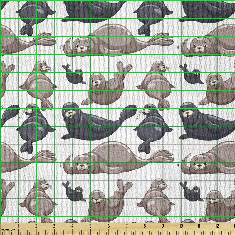Dailonis Seals Illustration Sea Lion Exotic Tropical Comic Graphic Wild Ocean Fabric