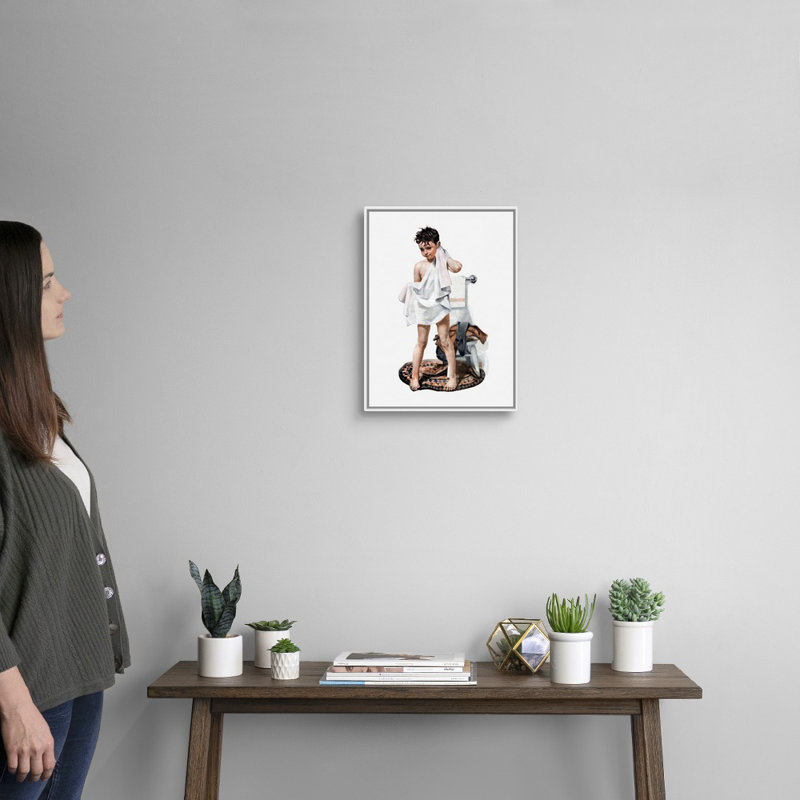 C-L-E-A-N, art mural sur toile, Cadre flottant blanc, H 18 po x l 14 po x P 1,75 po