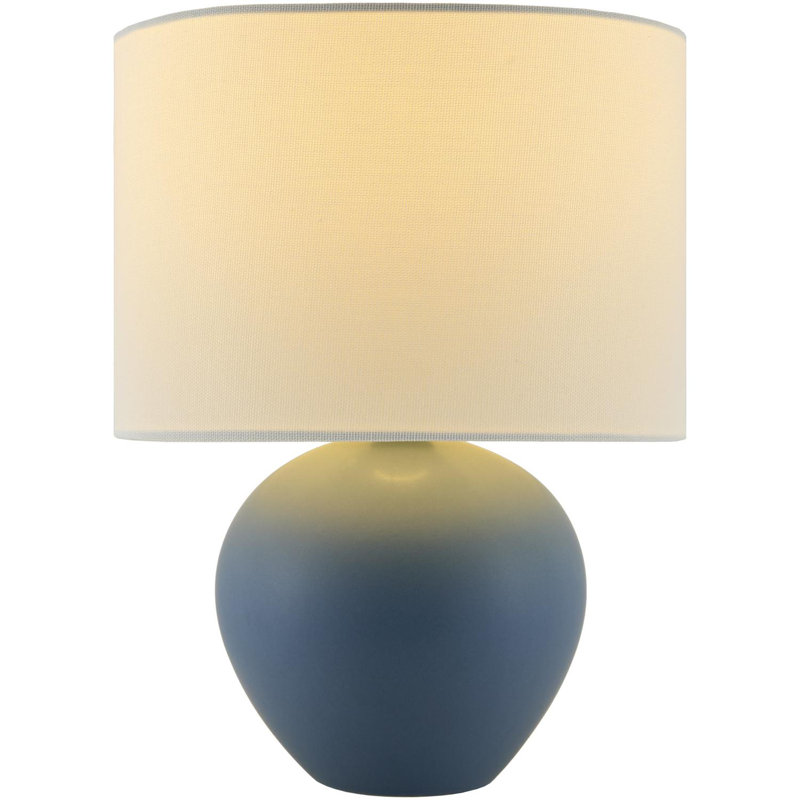 Ceramic Table Lamp with Linen Drum Shade, Blue