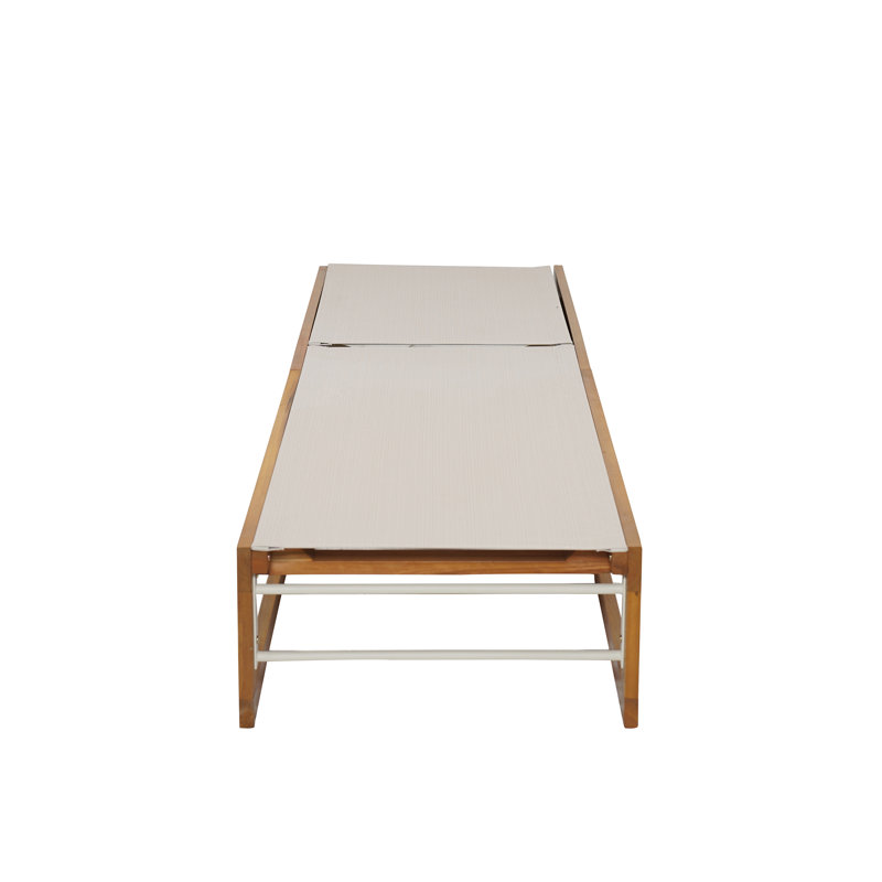 Chaise longue en bois de teck, Beige