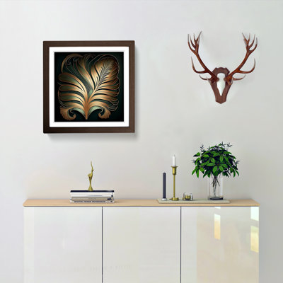 Palm Leaf Art Nouveau No.1 - Single Picture Frame Print on Wood