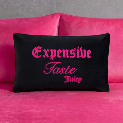 Juicy Couture High Maintenance / Expensive Taste Reversible 14" x 24" Decorative Pillow