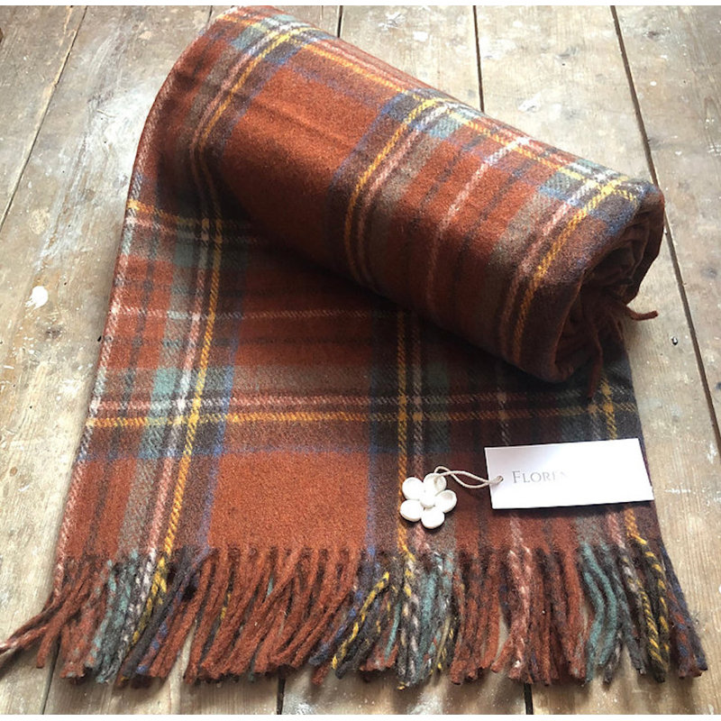 Throw Blanket, Orange/Blue/Brown