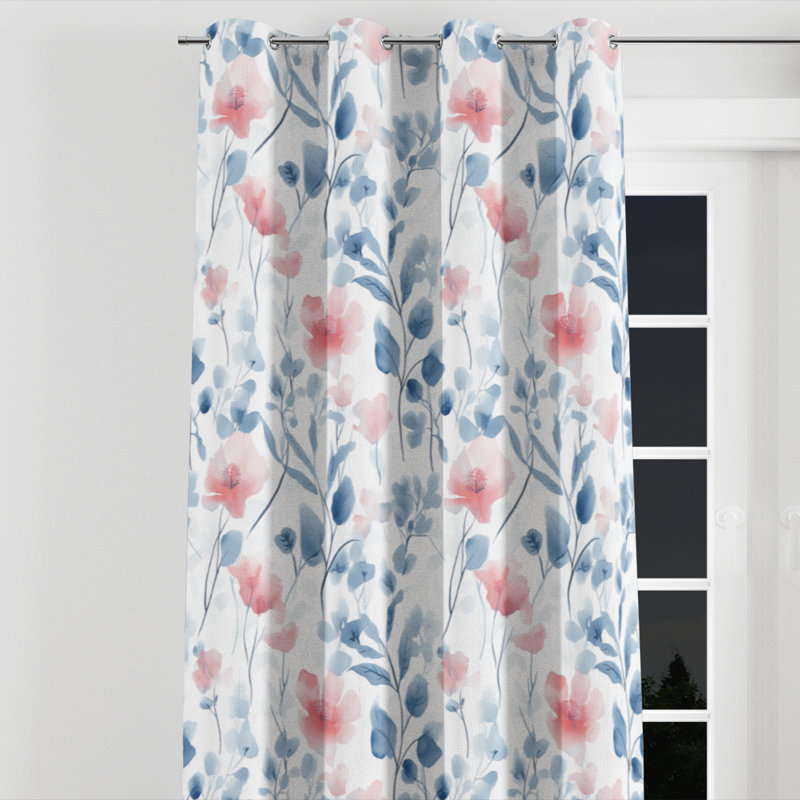 Rideaux de fenêtre French Country - Rideau à œillets en toile douce rose - 1 panneau, L 52 po x L 95 po, Œillets argentés