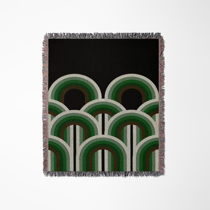 Jeté en mélange de coton Farni, L 80 po x l 60 po, Vert