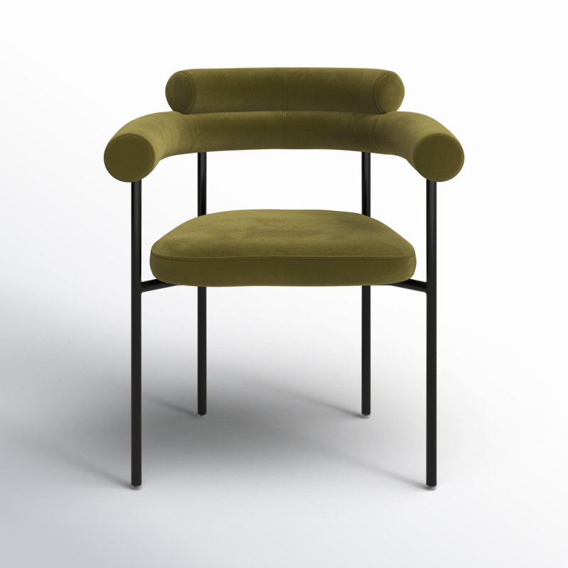 Bellport Curved Back Dining Chair, Olive Green Velvet