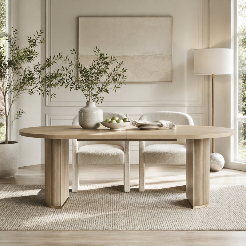 Oval Dining Table Double Pedestal, Natural