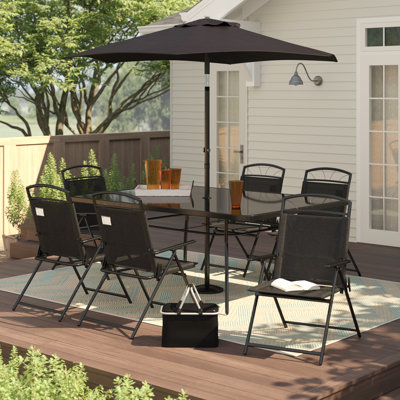Solberg 6 - Person Patio Dining Set Umbrella Hole Included Rectangular Table