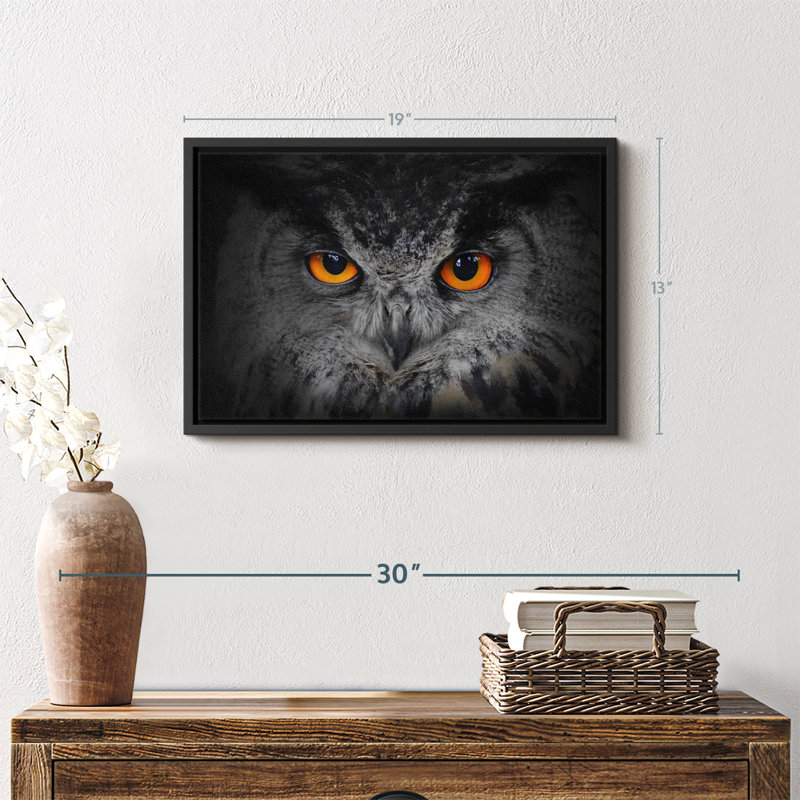 " Mesmerizing Gray Owl Canvas Print ", 13" H x 19" W