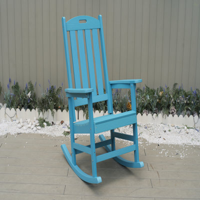 Rocking Chair Navy Blue Color, Suitable For All Seasons: Outdoor Lounge Chair, Made Of Sturdy HIPS Material, Equipped With 304 Stainless Steel Accessories.