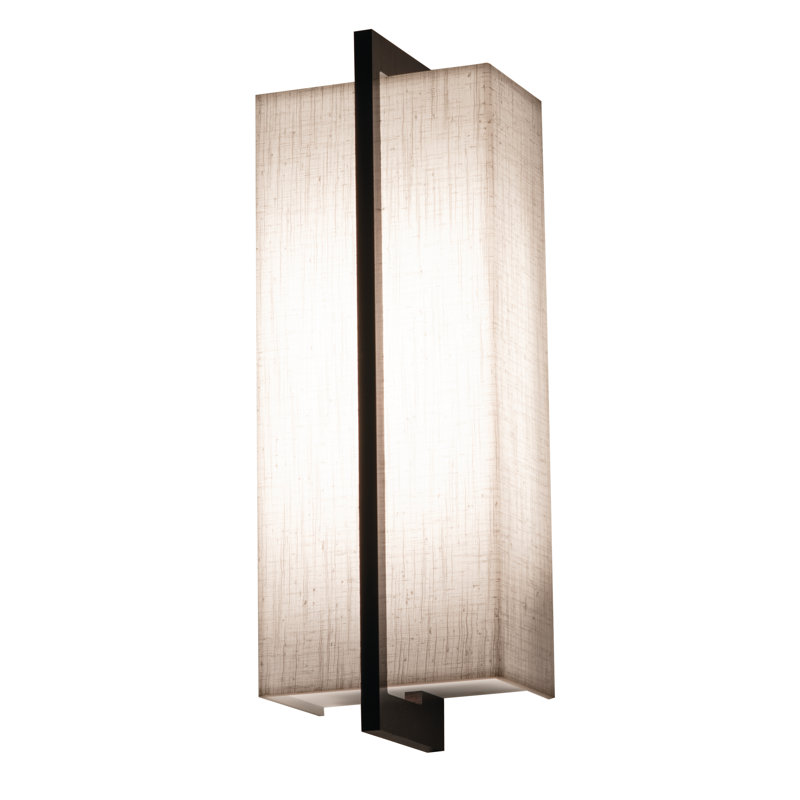 Leeroy Flush Mounted Sconce, Espresso, Linen White 