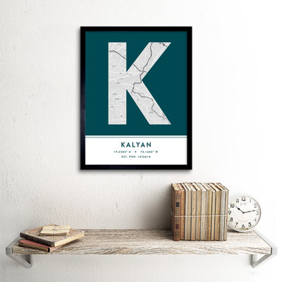 Kalyan City Map Kalyan India City Map Teal - Single Picture Frame Typography