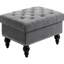 Bouton en lin gris avec couvercle amovible, banc de 25 po pour repose-pieds et siège de salon, garniture cloutée, pieds de rangement en bois attrayants