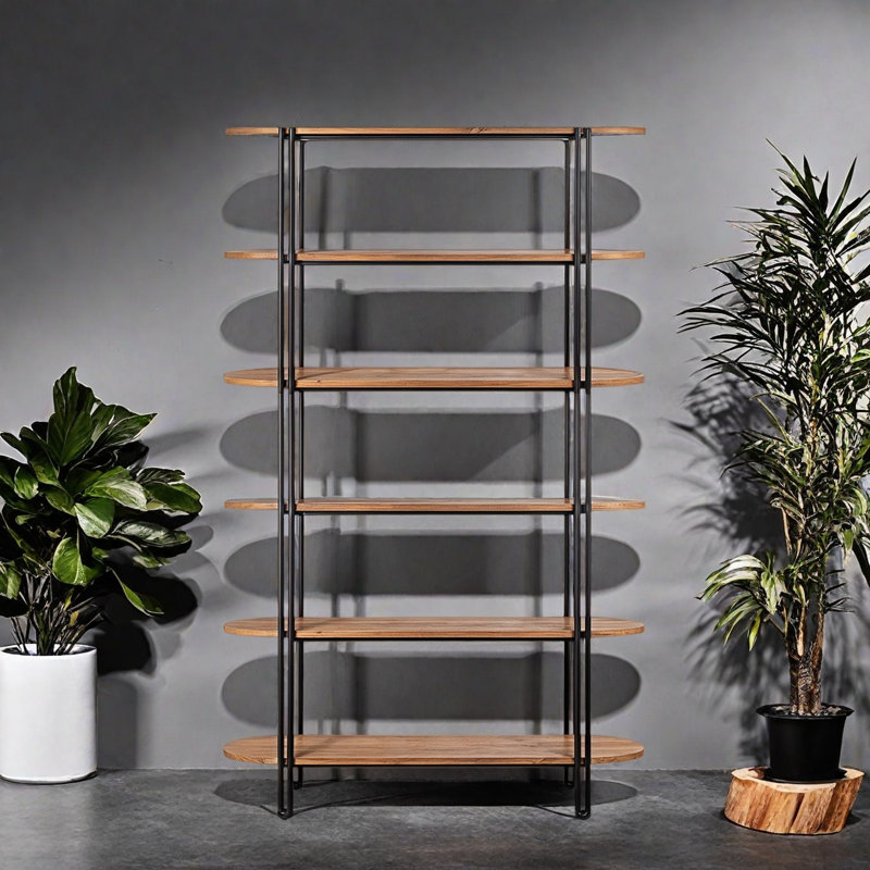 Une bibliothèque durable au style rétro, (5 tablettes) H 86,6 po x l 59 po x P 13,7 po