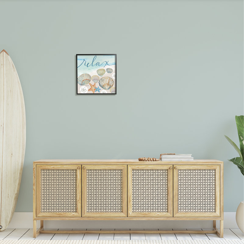 «Relax Text», bord de mer, palourdes, thème de la plage surdimensionnée, impression numérique sur estampe numérique par Katie Doucette