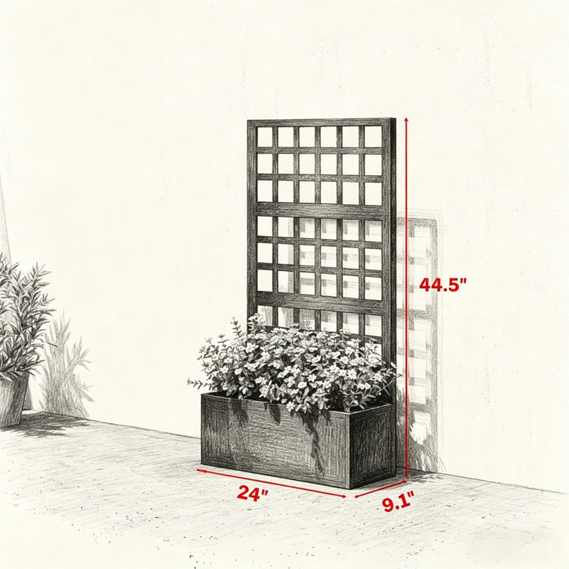Jardinière en acier galvanisé avec treillis, jardin surélevé avec trous de drainage, Black