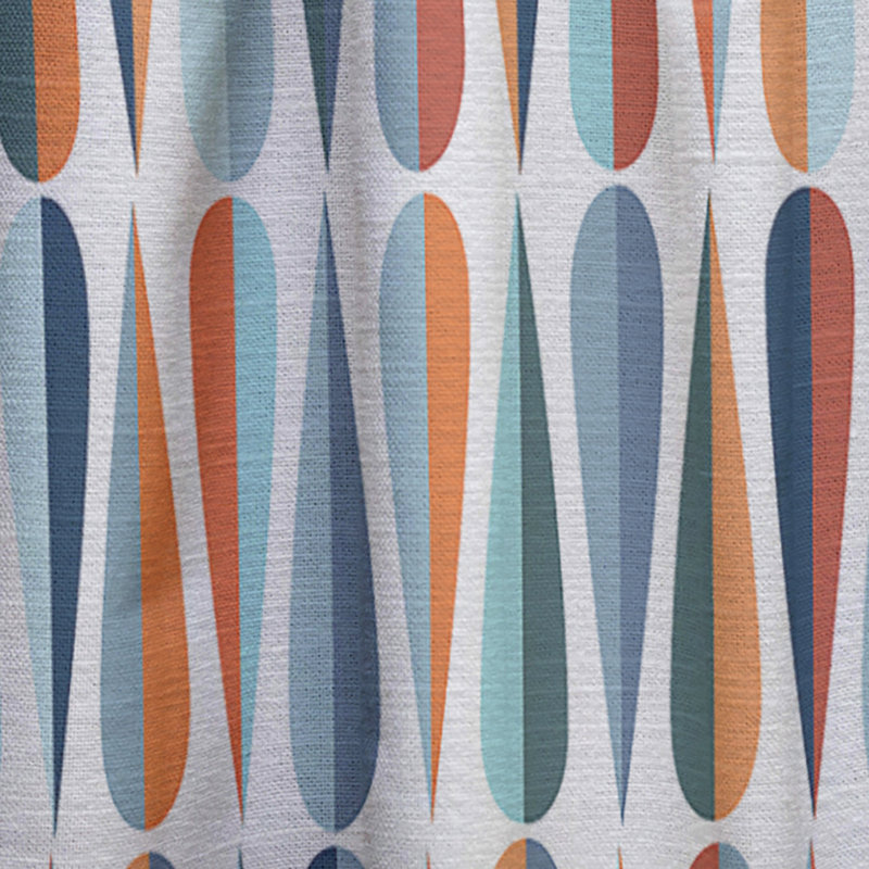 Retro Abstract Drops V - Rideau Mid-Century - Velours obscurcissant - 1 panneau, Bleu, l 52 po x L 63 po