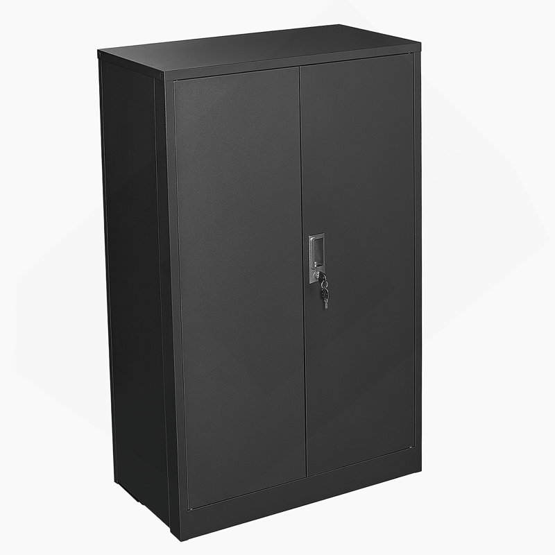 Metal Storage Cabinet With Locking Doors And Adjustable Shelf, Black
