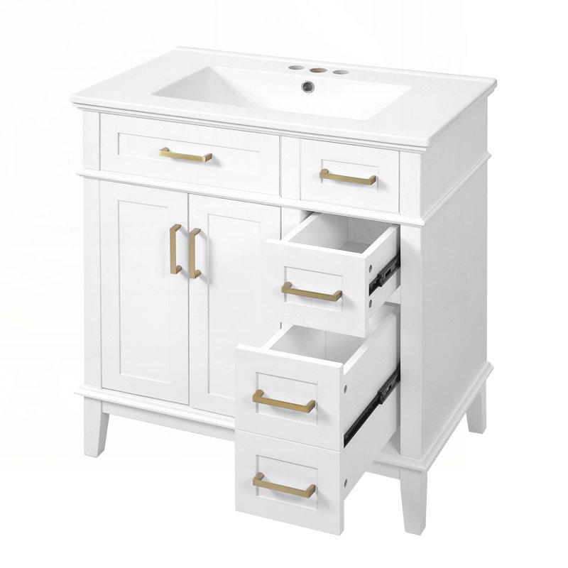 Meuble-lavabo 30 po avec lavabo en céramique, Blanc