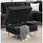 Canapé modulaire 3 places avec méridienne réversible, repose-pieds avec rangement, pieds en métal et clous en cuivre, deux coussins blancs, noir (102 po x 76 po x 35 po)-1652393336