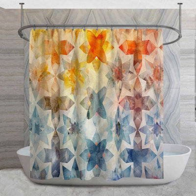 Rideau de douche à motif géométrique - Décoration de salle de bain abstraite éclectique
