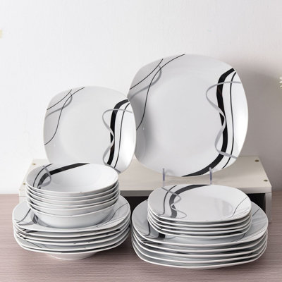 Deno 24-Piece Porcelain Dinnerware Set, Service For 6