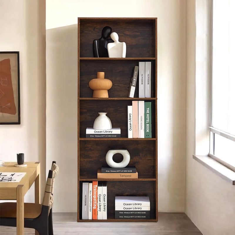 Bibliothèque et bibliothèques ouvertes à 5 niveaux Seekverse, (5 Shelves) 60"H x 21.65"W x 9.25"D, Brun