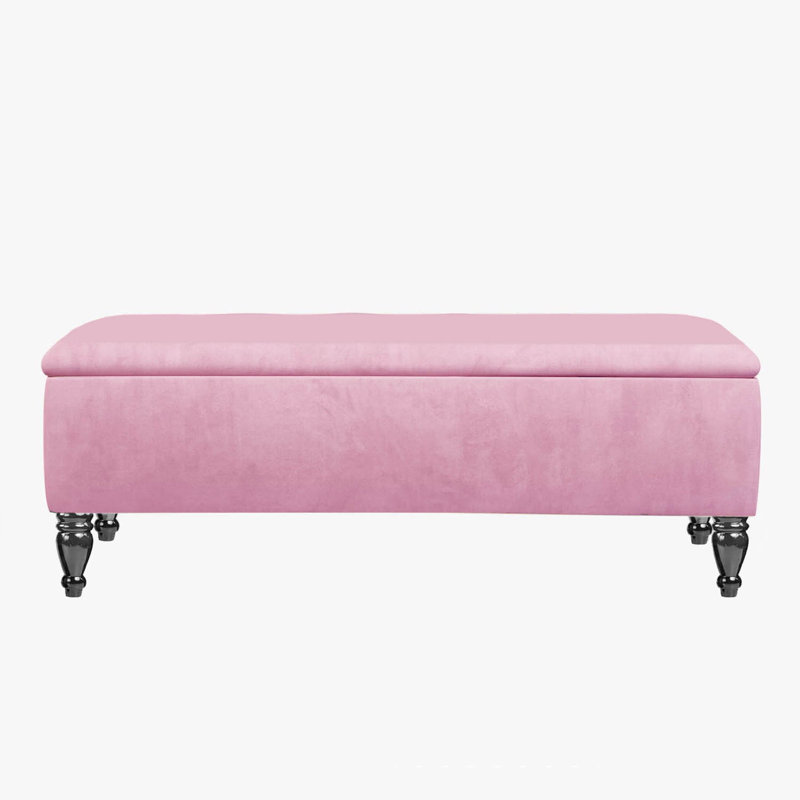 Lisbon Ottoman Bench with Storage, End of Bed Bench, Rectangle Coffee Table, Upholstered Footstools, Pink