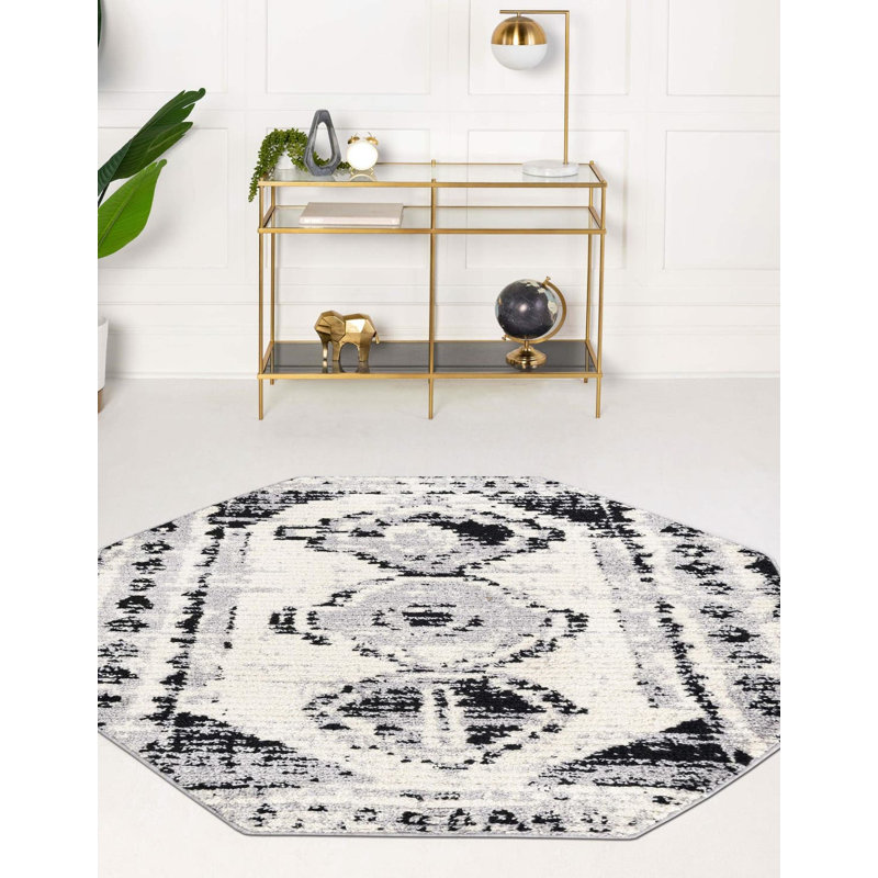 Ithalia Oriental Indoor Rug, Octagon 5'3" x 5'3"
