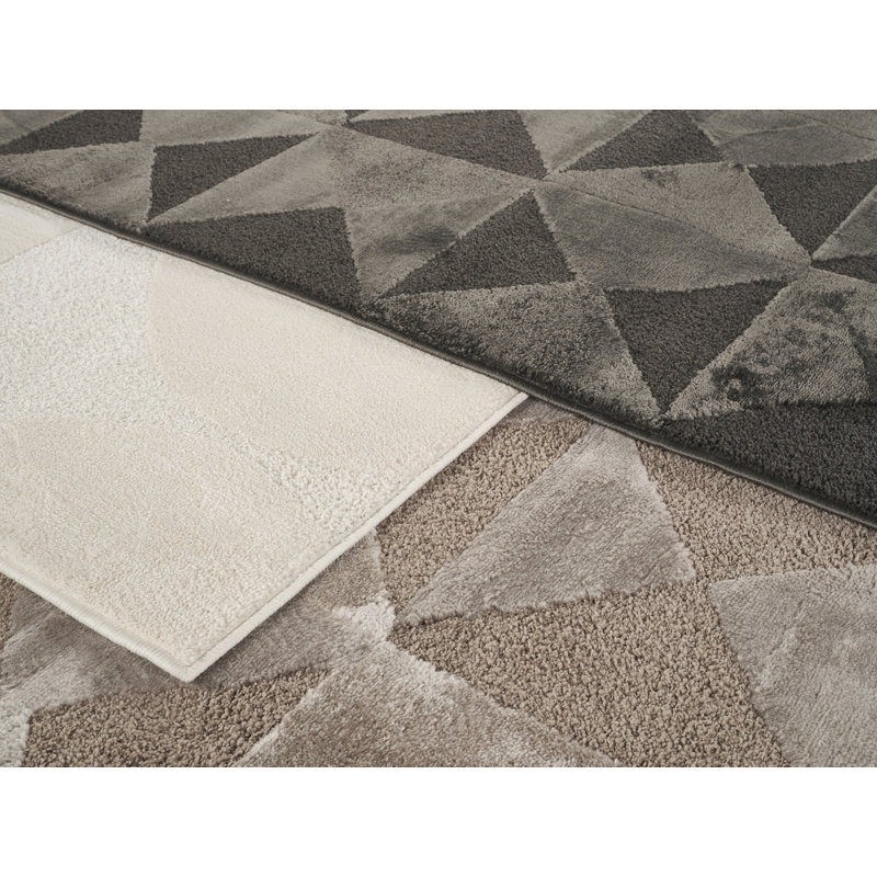 Hamilton Modern Metallic Sheen Area Rug - Polypropylene Weaving - Jute Backing - Abstract Motif Geometric Lines Design Rugs, Cream