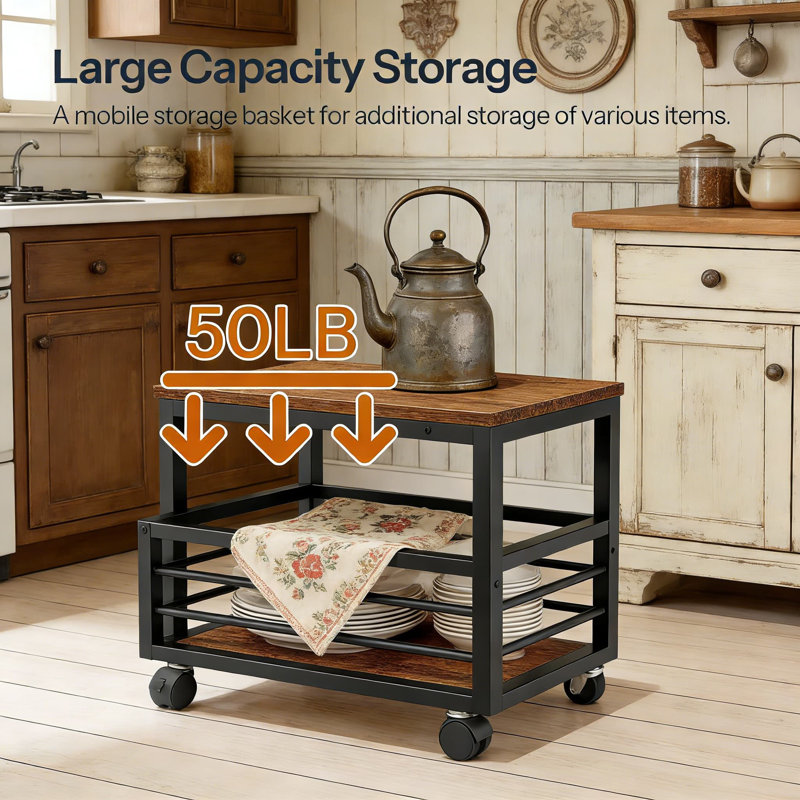 Mini Fridge Stand With Storage Basket, Mobile Cabinet With Locking Wheels And Adjustable Feet, Sturdy Metal Frame For Home, Office, Dorm