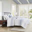 Housse de couette en coton double / grand - 5 pièces avec housse et taies décoratives Oreillers décoratifs Lavable à la machine Rayures de couleur contrastante Style moderne Fermeture à boutons superposés Coloré-120478321