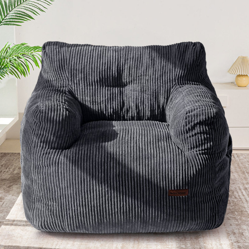 Fauteuil à billes en velours côtelé, Velours côtelé gris