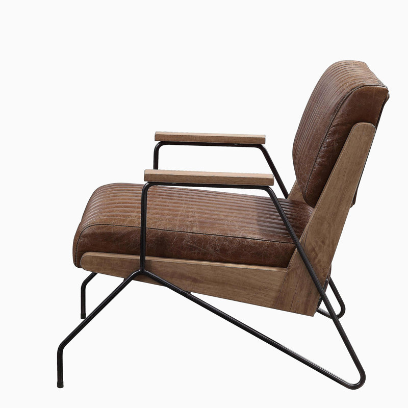 Chaise d'appoint cacao et fer mat avec pieds en métal