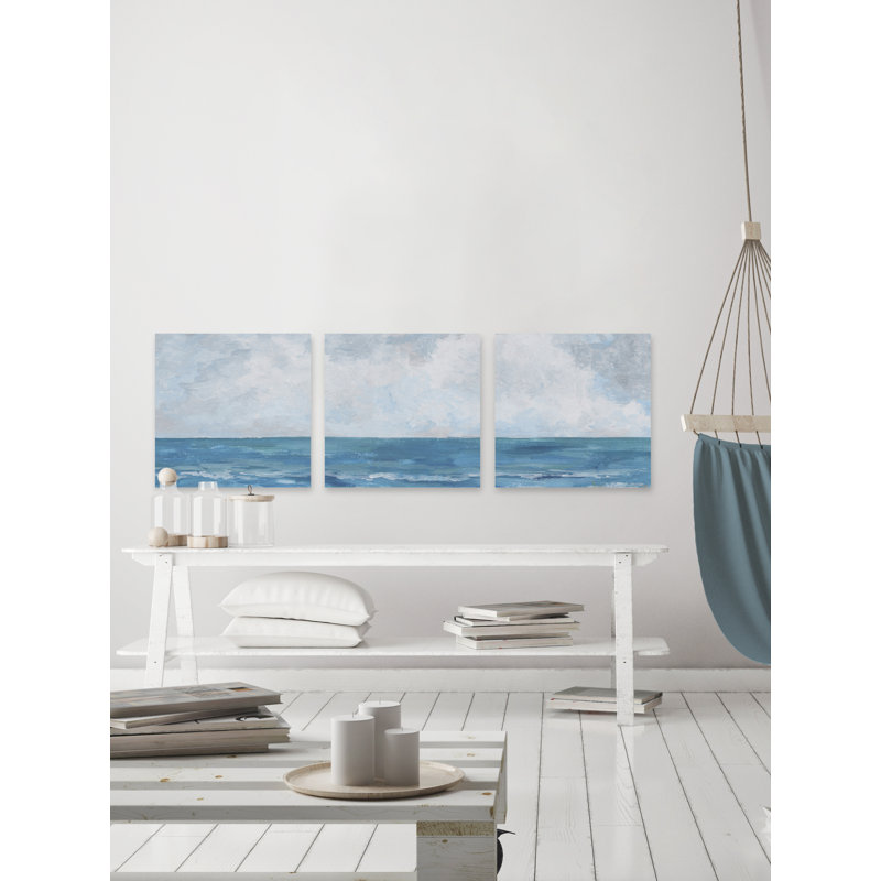 Happy by the Sea - triptyque, H 32 po x l 32 po