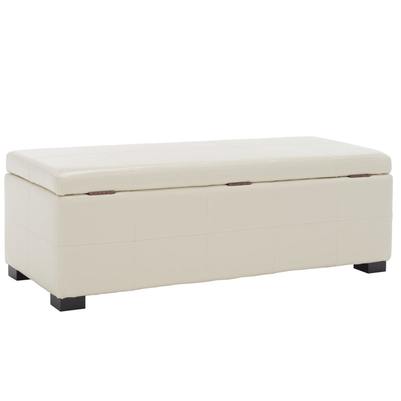 Maiden Upholstered Storage Bench, Flat Cream Faux Leather