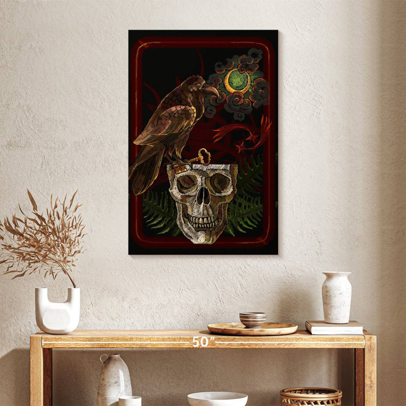 Hitzel Skull And Raven, 36" H x 24" W