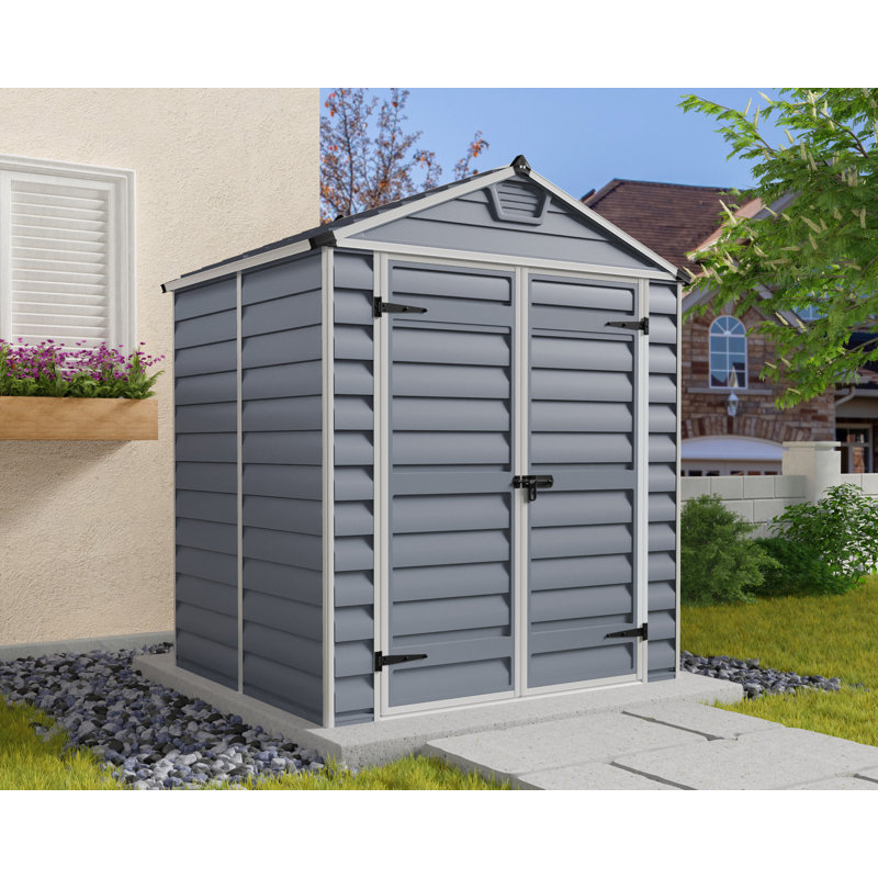 Palram - Canopia Skylight Polycarbonate Storage Shed, 6X5 Dark Grey, Gray, 85.4" H x 73" W x 60.6" D