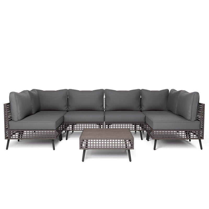 7 Pieces Wicker Sectional Seating Group With Cushions