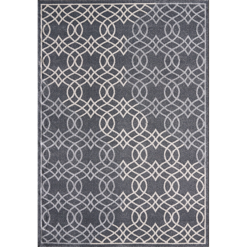 Mannino Geometric Gray/White Rug, Rectangle 4' x 6'