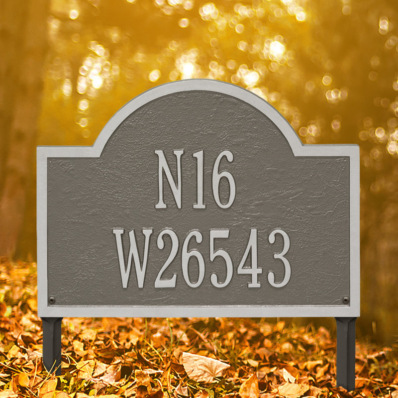 Wisconsin Special 3-Line Wall Address Plaque, Pewter and Silver, Yes