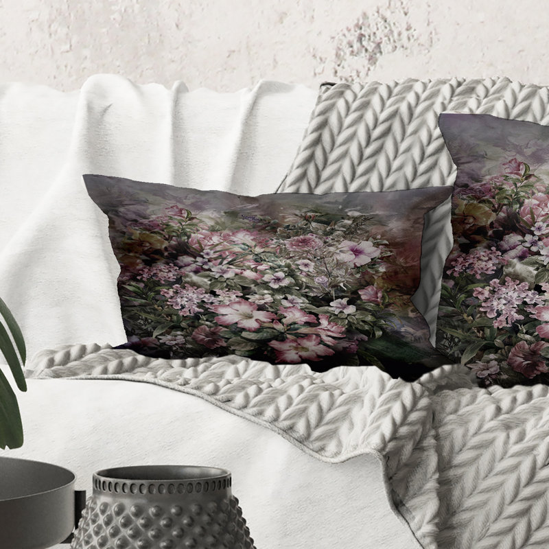 Rectangle, rétro dessin de fleurs IV - coussin décoratif imprimé rétro