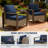 2 Pieces Patio Wicker Chairs Set, Outdoor Conversation Chairs Set With Removable Cushions & Wood-looking Metal Armrest For Garden, Backyard, Porch, Deck-1700968963