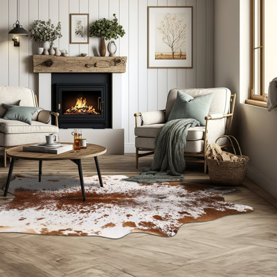 Tapis en cuir de vache brun et poivre personnalisé